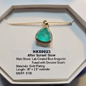 After Sunset Glow Gold Plated Necklace with Blue Aragonite